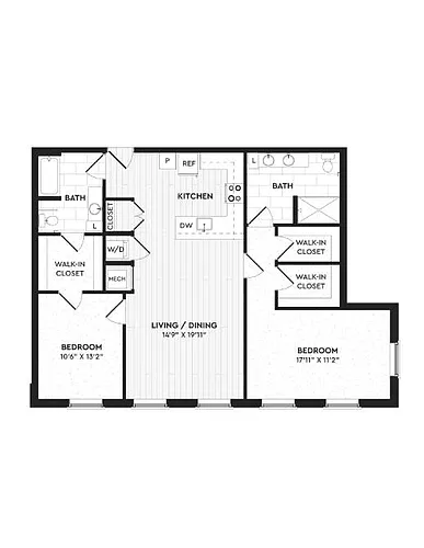 Floor plan B8 | 2 Bed | 2 Bath