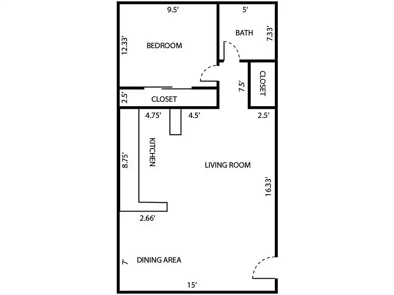 Floor plan 1 x 1 Small - Renovated