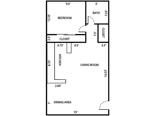 Floor plan 1 x 1 Small - Renovated