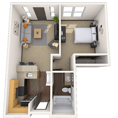 Floor plan Traditional 1x1 548-932 SF