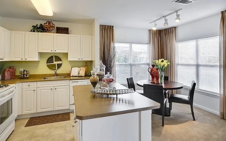Kitchen and dining area in classic apartment home