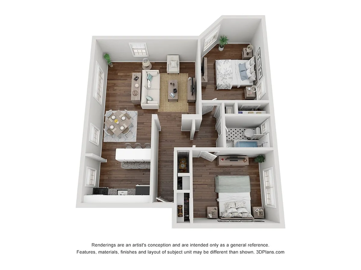 Floor plan 2-Bedroom 1-Bathroom | 882 sqft