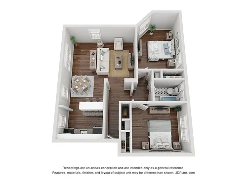 Floor plan 2-Bedroom 1-Bathroom | 882 sqft