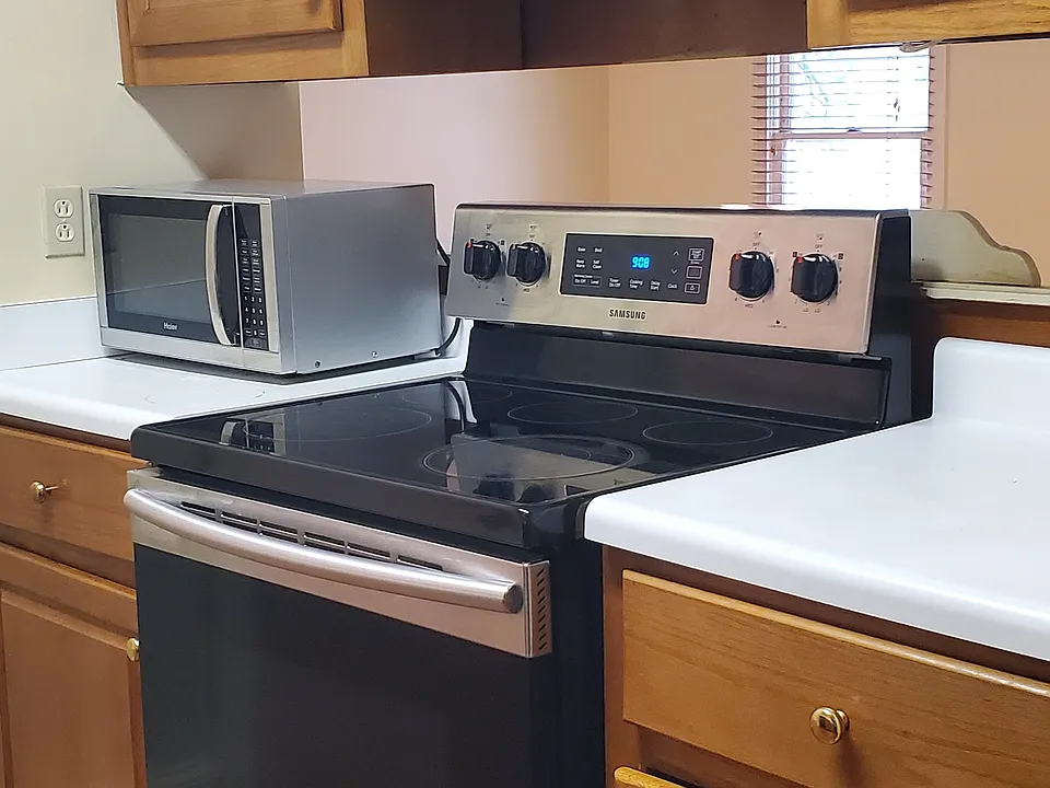 Kitchen with microwave