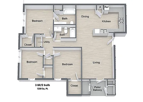 Floor plan Three Bedroom
