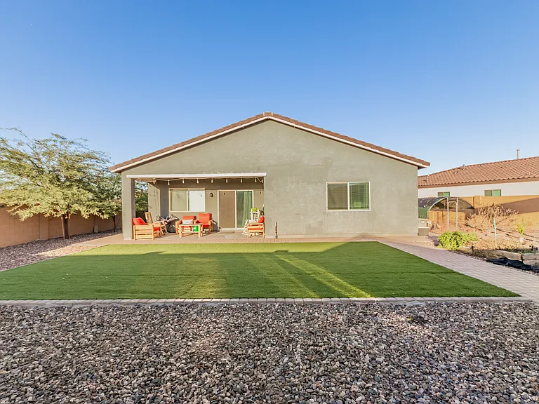 Backyard landscaped ready.
