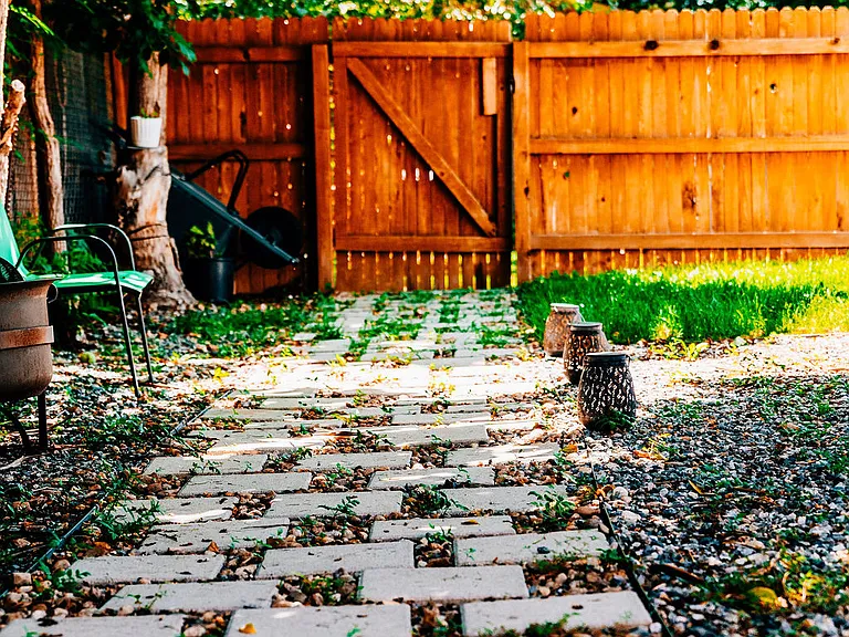 Fully fenced-in backyard.