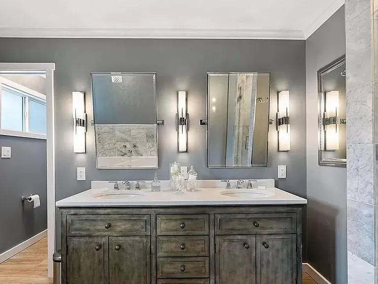 Master bath vanity with two sinks and plenty of storage
