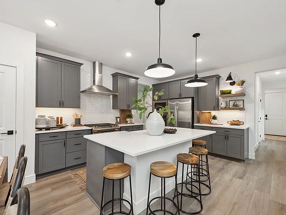 Kitchen with pendant lighting