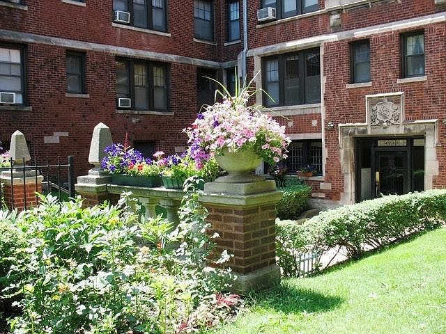 Front of building, view 1