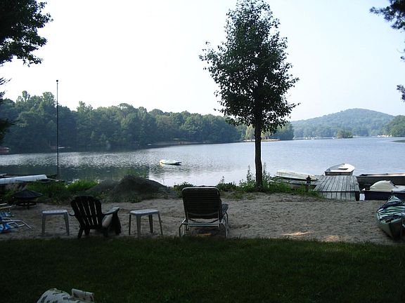 Private beach with dock