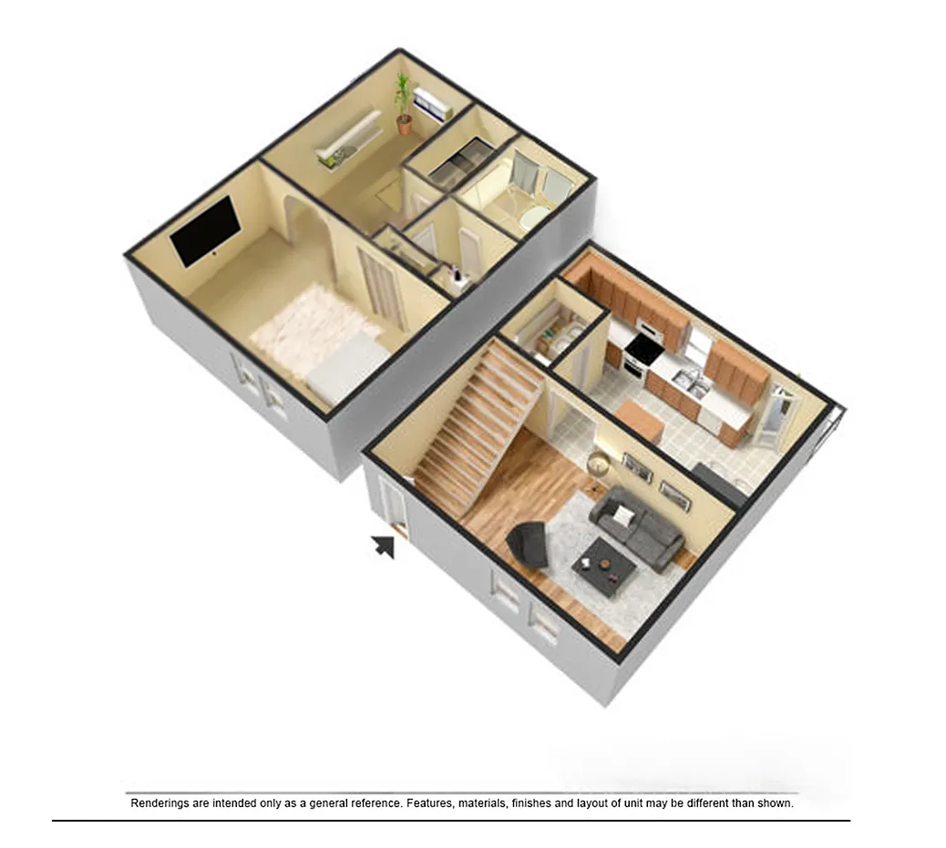 Floor plan One Bed One Bath 1050