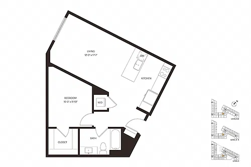 Floor plan Urban One Bedroom U4