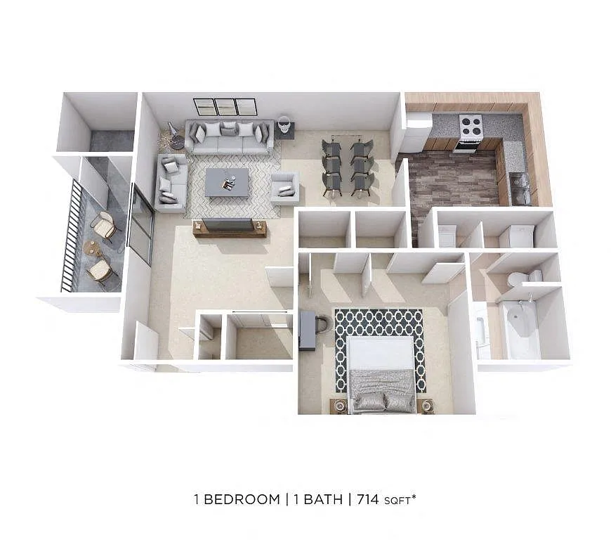 Floor plan One Bedroom - 714 sqft