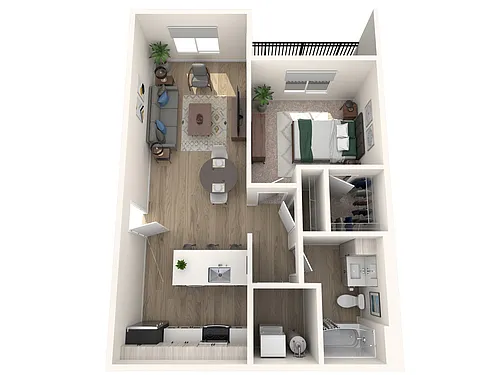 Floor plan 1x1 Bedroom B1-B