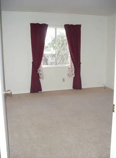 Large bedroom #3 with beautiful view over back patio/garden, community open space, and various mature trees.