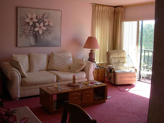 Living room with pond view