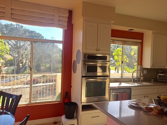 kitchen with views of park
