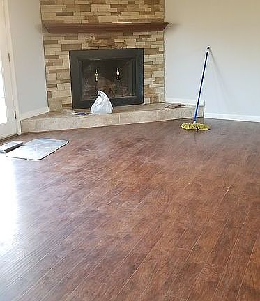 Living room, fireplace end