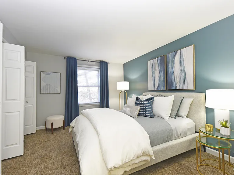 Cozy bedroom with carpet