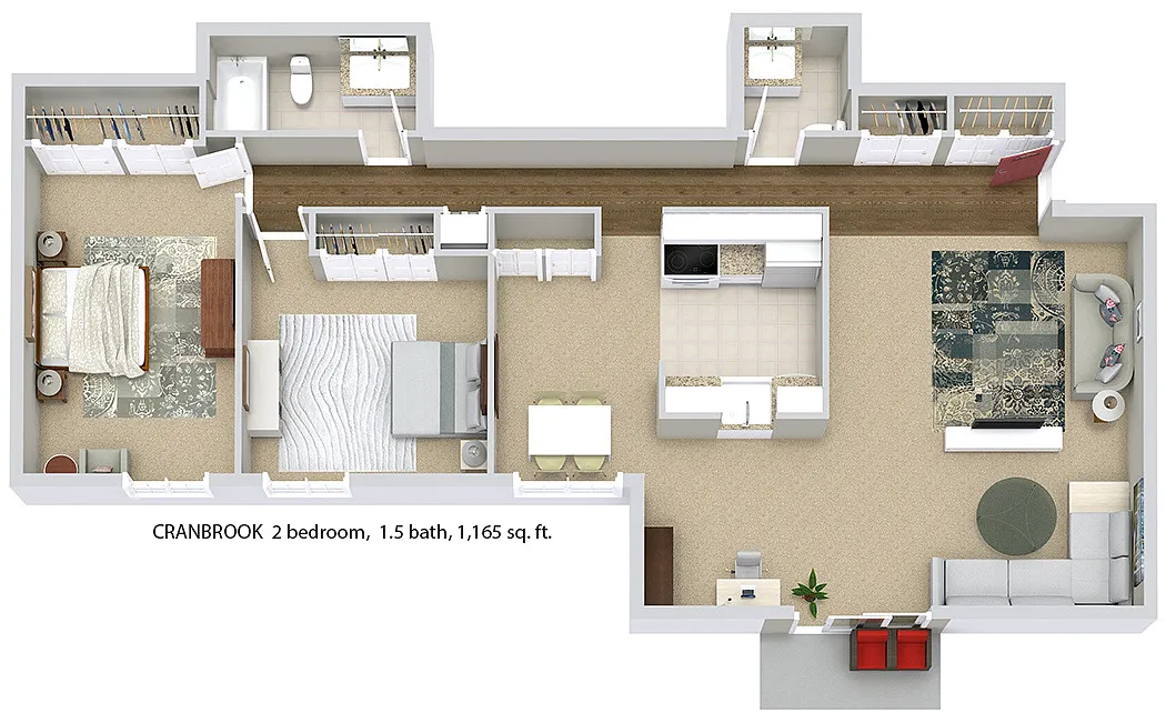 Floor plan The Cranbrook (2BR / 1.5BA)