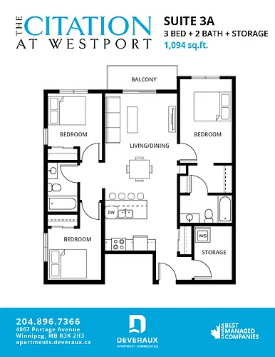 Floor plan 3 Bedroom, 2 Bathroom + Storage