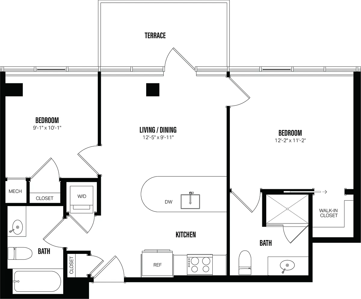 Floor plan 2 Bed/2 Bath-F8