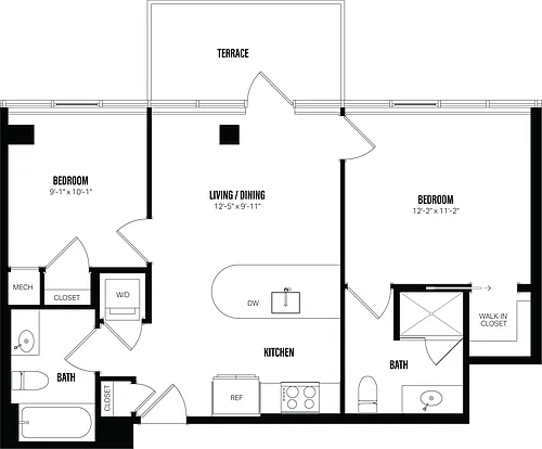 Floor plan 2 Bed/2 Bath-F8
