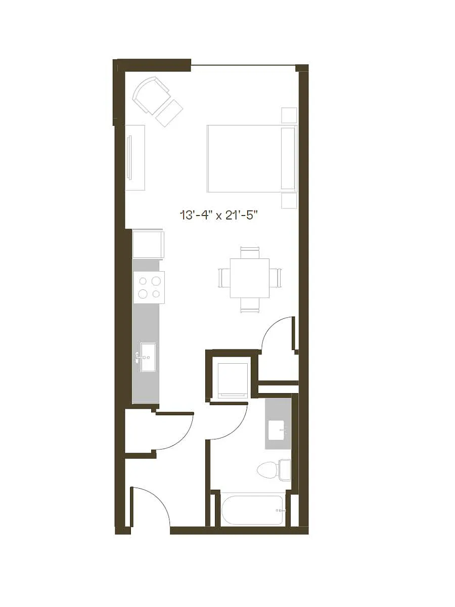 Floor plan Studio, 1 Bath S1