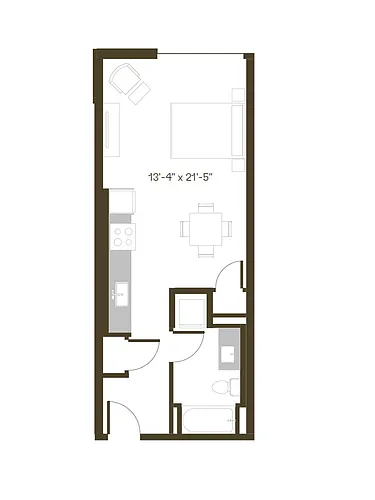 Floor plan Studio, 1 Bath S1