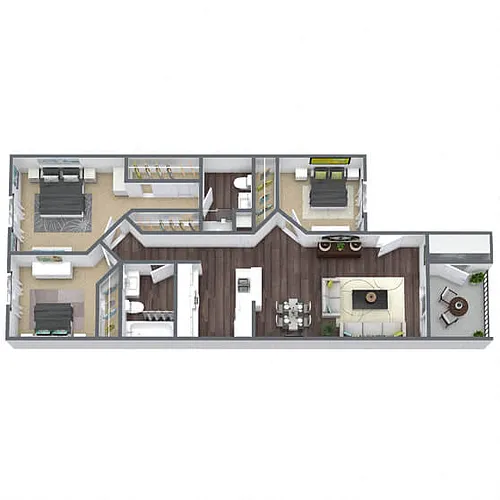Floor plan C1: 3 Bed 2 Bath