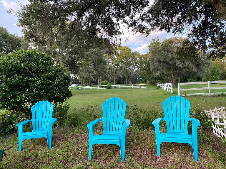 Sitting area in front of the big barn