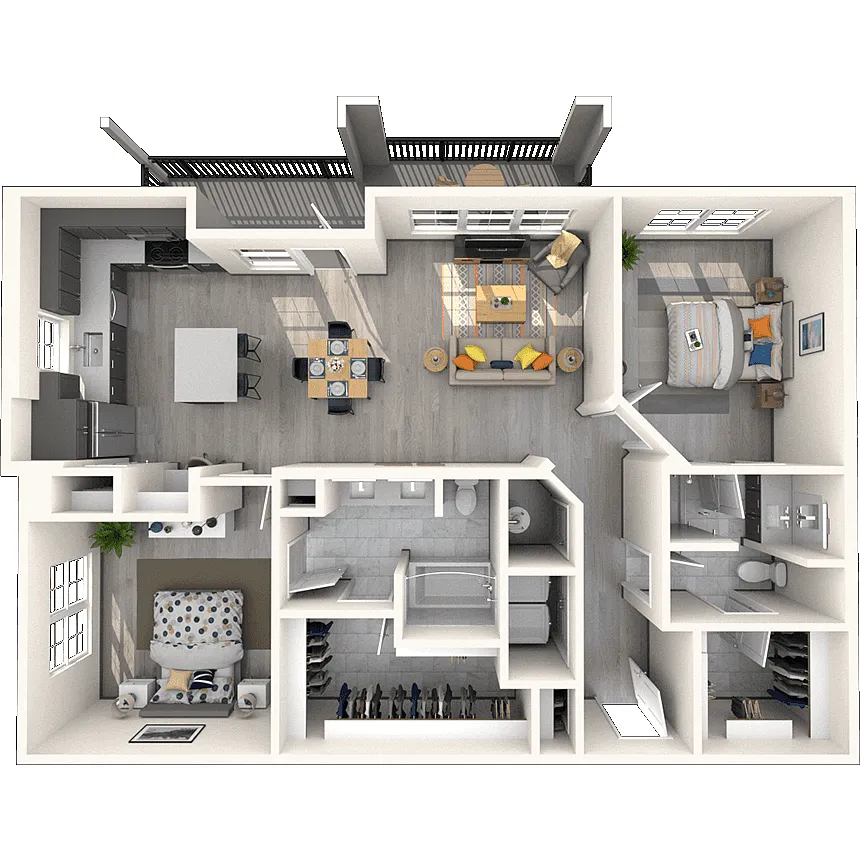 Floor plan B3 2x2 1255 SF