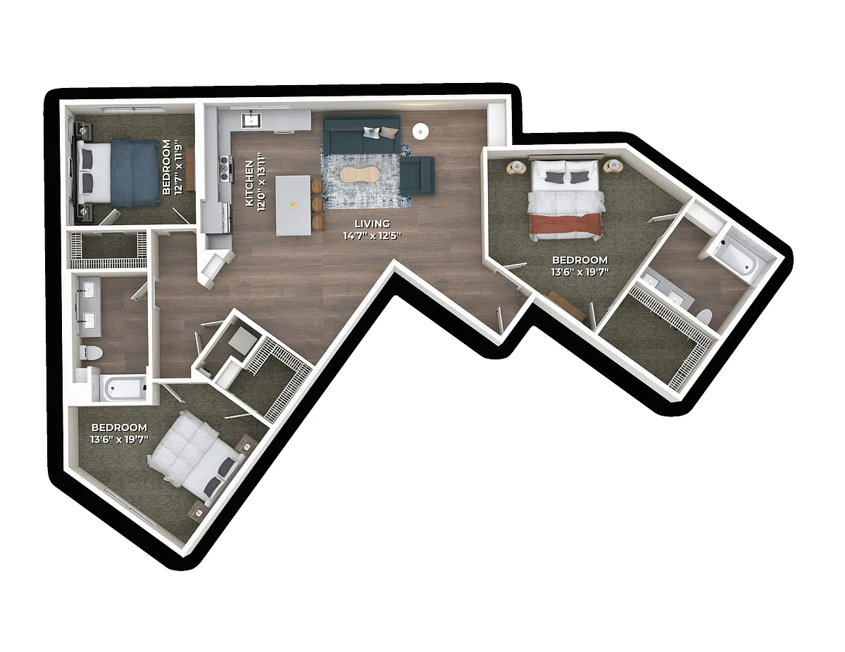 Floor plan C1 Three Bedroom