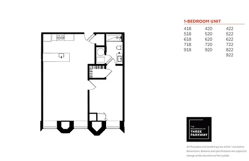 Floor plan 1bd - Style 3