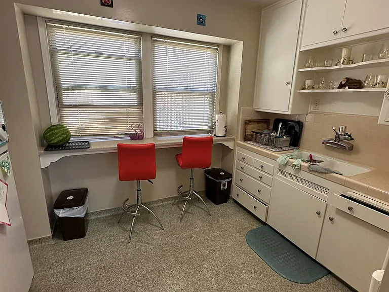Kitchen with built-in bar for dining