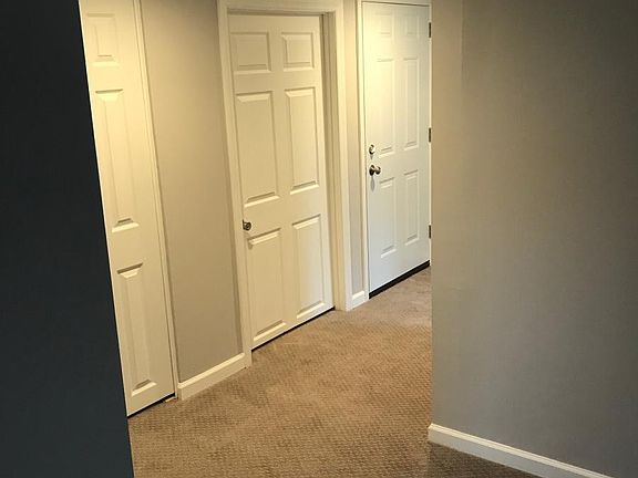Apartment hallway, hall closet and bathroom door