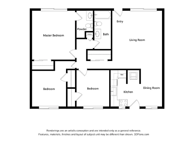 Floor plan 3x1.5 Ranch