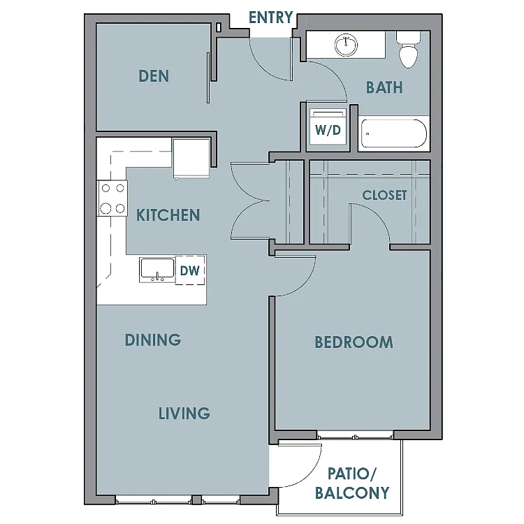 Floor plan 1 Bedroom 1 Bath 1 Den