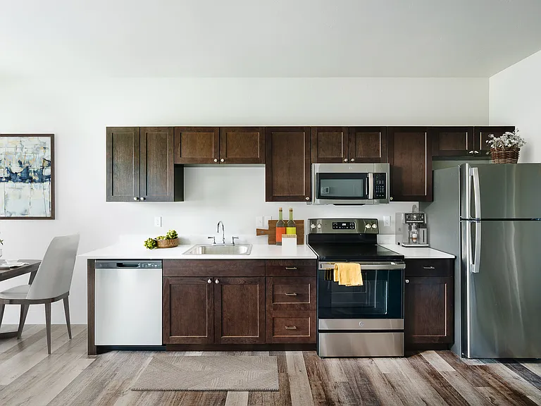 Studio floor plan - kitchen and dining space