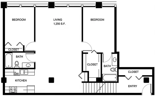 Floor plan 2 Bed/2 Bath-P B5