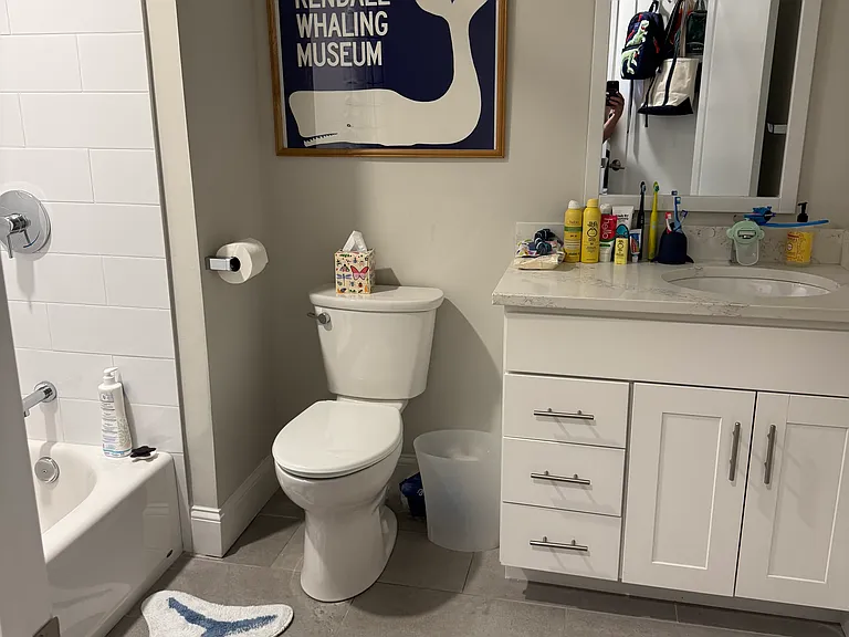 Full bathroom next to bedroom