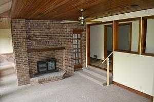 family room with two sided fireplace