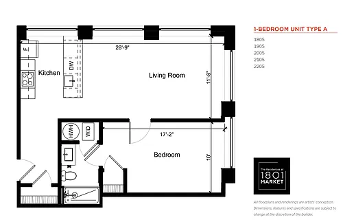 Floor plan One Bedroom A