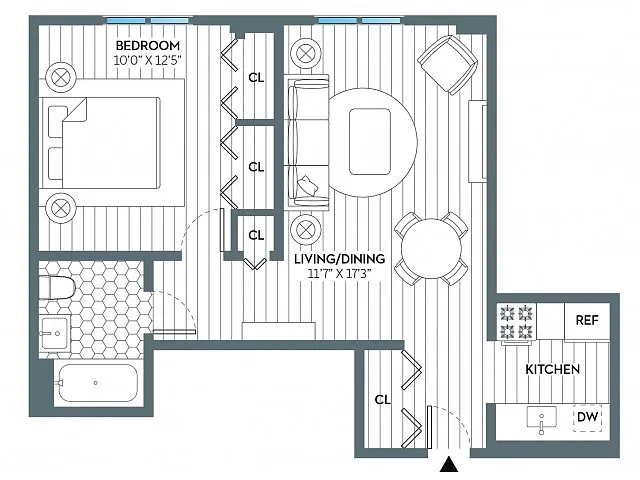 Floor plan Madison (609 SF)