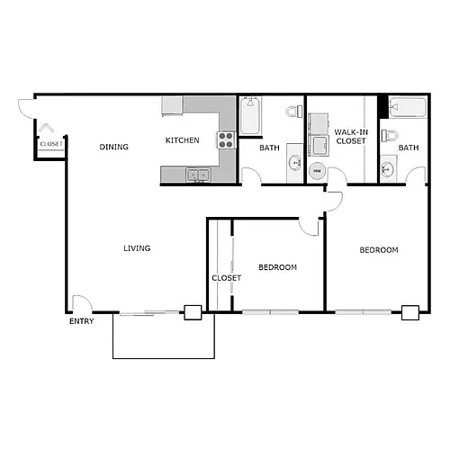 Floor plan 2 BEDROOM 2 BATHROOM - PHASE 2
