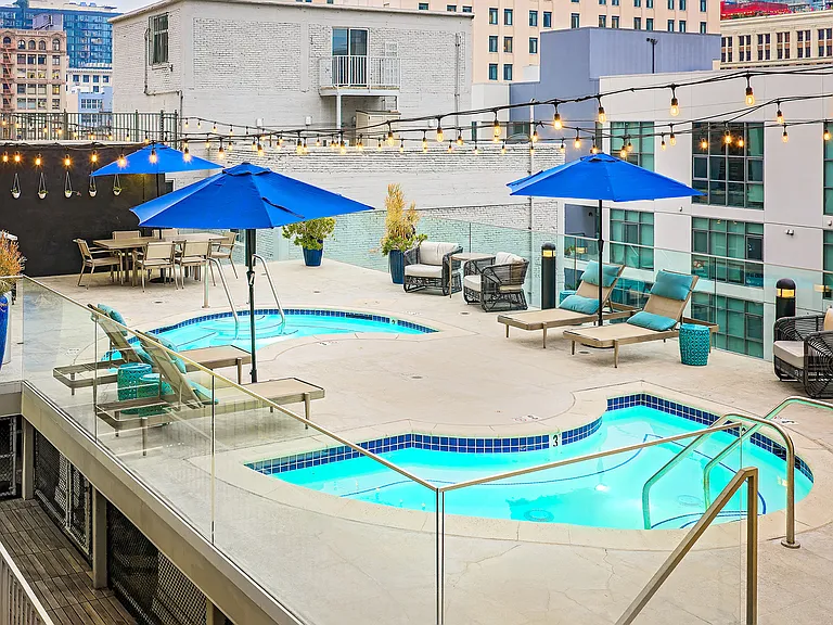 Rooftop sundeck and amenities view