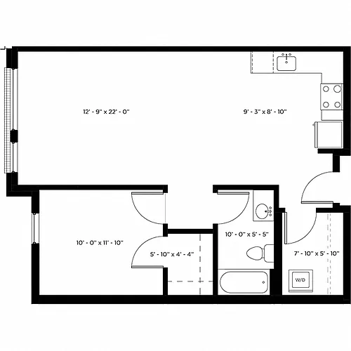 Floor plan 1 Bed 1 Bath Large