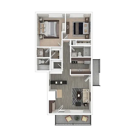 Floor plan Two Bedroom Two Bath - Renovated