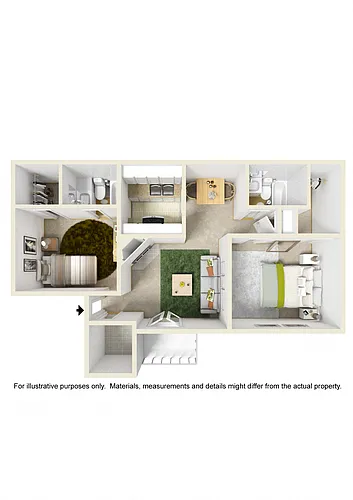 Floor plan TWO BEDROOM TWO BATH